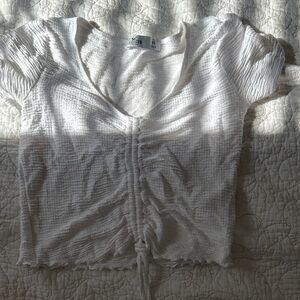 Hollister White Ruched Blouse